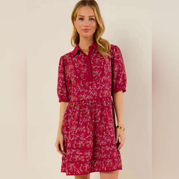 NWT Paisley Mini Dress In Maroon - Picture 2 of 5